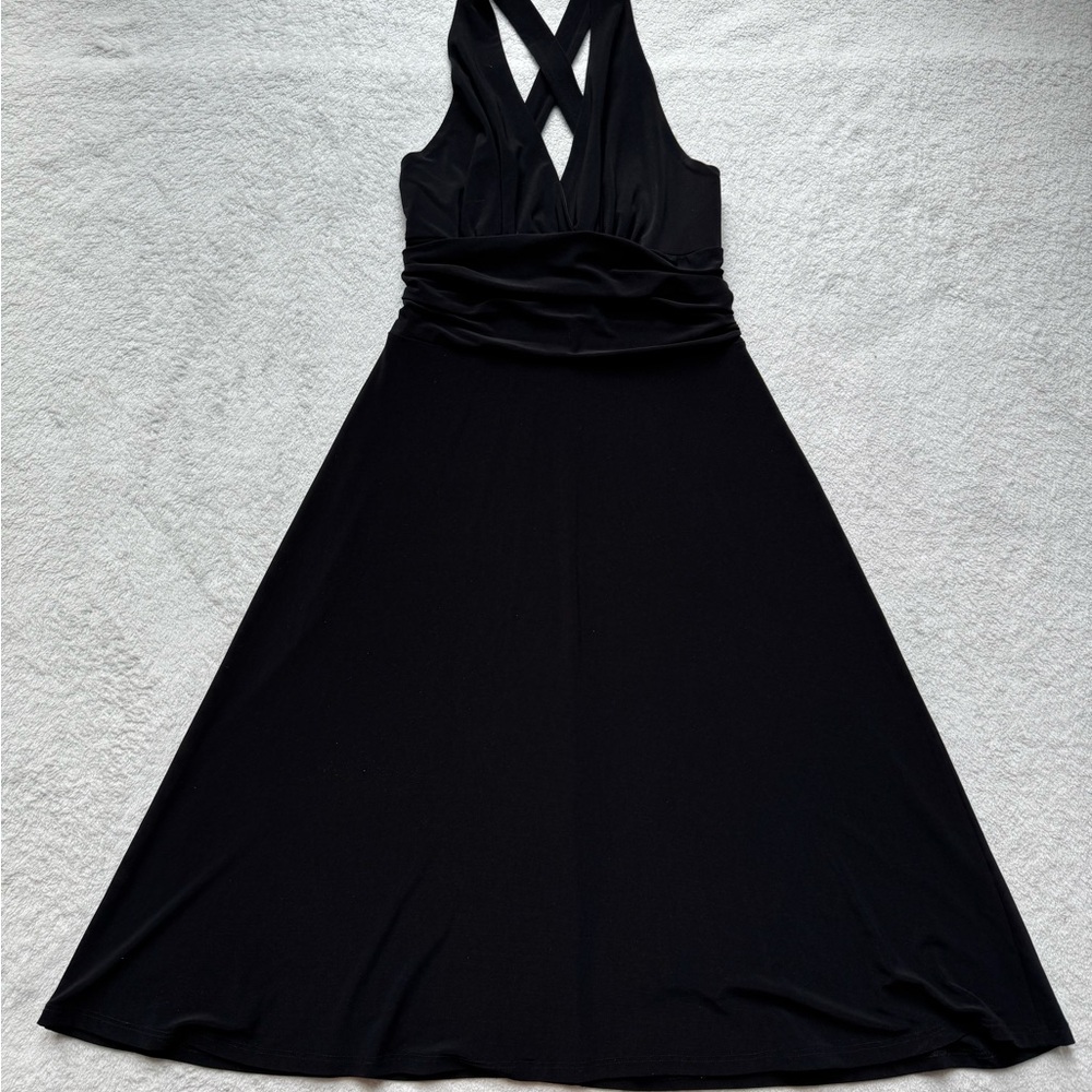 Elegant Black Cross Back Dress